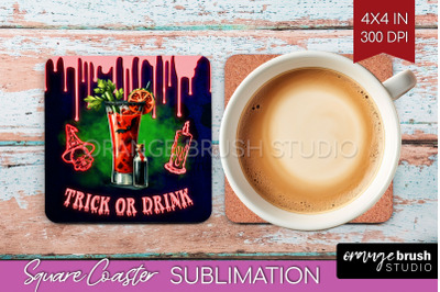 Neon Halloween Square Coaster - Cocktail Coaster Sublimation