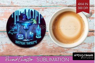 Neon Halloween Round Coaster - Cocktail Coaster Sublimation