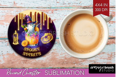 Neon Halloween Round Coaster - Cocktail Coaster Sublimation