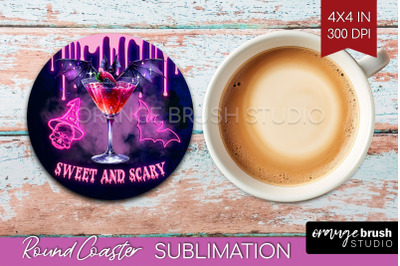 Neon Halloween Round Coaster - Cocktail Coaster Sublimation