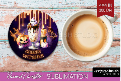 Neon Halloween Round Coaster - Cocktail Coaster Sublimation