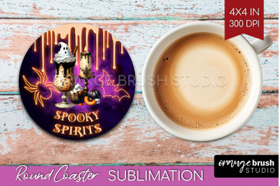 Neon Halloween Round Coaster - Cocktail Coaster Sublimation