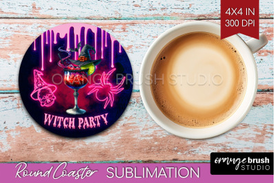 Neon Halloween Round Coaster - Cocktail Coaster Sublimation