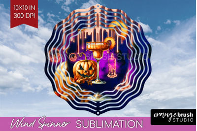 Neon Halloween Wind Spinner PNG - Cocktail Wine Sublimation