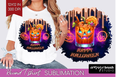 Neon Halloween T Shirt Background - Cocktail Round PNG