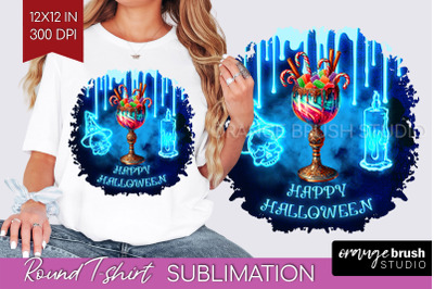 Neon Halloween T Shirt Background - Cocktail Round PNG