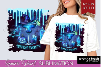 Neon Halloween Cocktail Sublimation Square Tshirt Background