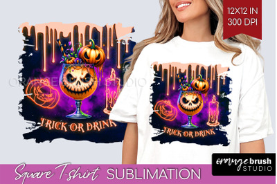 Neon Halloween Cocktail Sublimation Square Tshirt Background