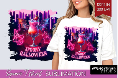 Neon Halloween Cocktail Sublimation Square Tshirt Background