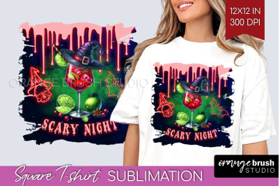 Neon Halloween Cocktail Sublimation Square Tshirt Background