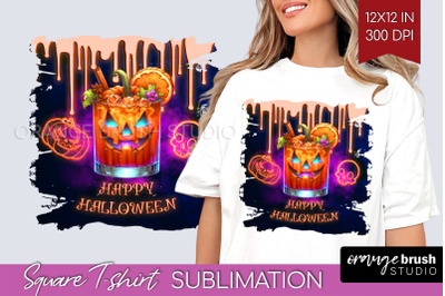 Neon Halloween Cocktail Sublimation Square Tshirt Background