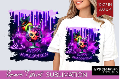 Neon Halloween Cocktail Sublimation Square Tshirt Background