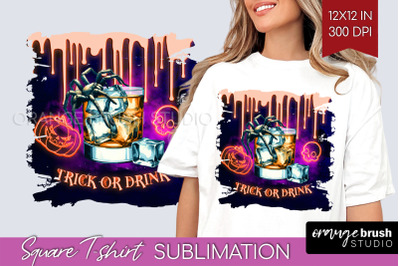 Neon Halloween Cocktail Sublimation Square Tshirt Background