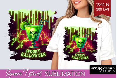 Neon Halloween Cocktail Sublimation Square Tshirt Background