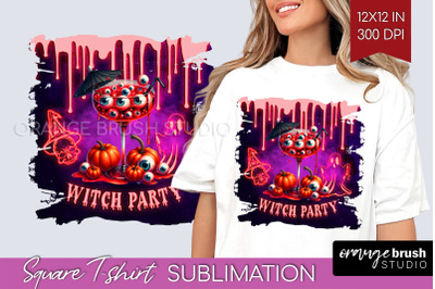 Neon Halloween Cocktail Sublimation Square Tshirt Background