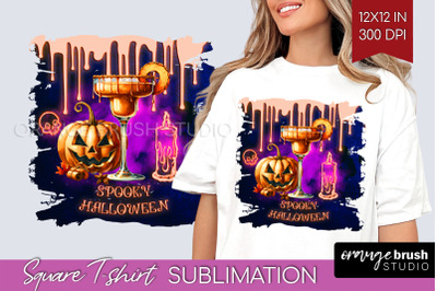 Neon Halloween Cocktail Sublimation Square Tshirt Background