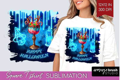 Neon Halloween Cocktail Sublimation Square Tshirt Background