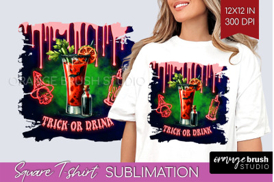 Neon Halloween Cocktail Sublimation Square Tshirt Background