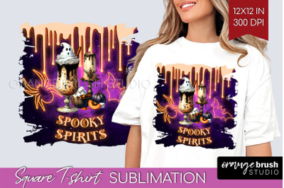 Neon Halloween Cocktail Sublimation Square Tshirt Background