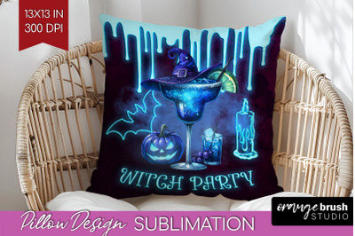 Neon Halloween Pillow Sublimation, Cocktail Pillow Cover PNG