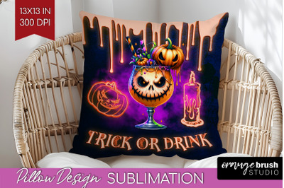 Neon Halloween Pillow Sublimation, Cocktail Pillow Cover PNG