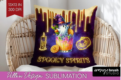 Neon Halloween Pillow Sublimation, Cocktail Pillow Cover PNG