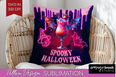 Neon Halloween Pillow Sublimation, Cocktail Pillow Cover PNG