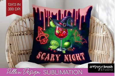 Neon Halloween Pillow Sublimation, Cocktail Pillow Cover PNG