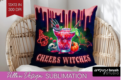 Neon Halloween Pillow Sublimation, Cocktail Pillow Cover PNG