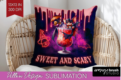 Neon Halloween Pillow Sublimation, Cocktail Pillow Cover PNG