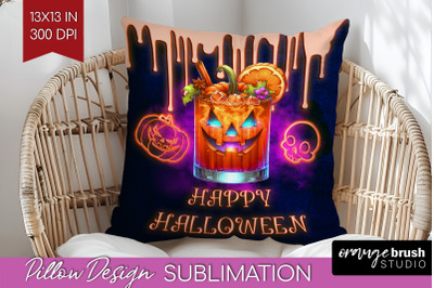 Neon Halloween Pillow Sublimation, Cocktail Pillow Cover PNG