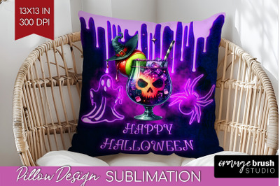 Neon Halloween Pillow Sublimation, Cocktail Pillow Cover PNG