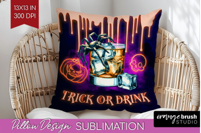 Neon Halloween Pillow Sublimation, Cocktail Pillow Cover PNG