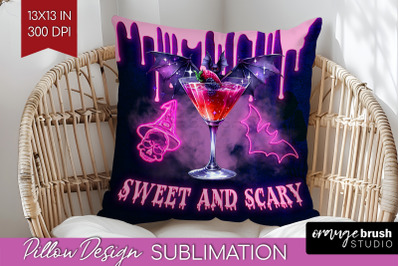 Neon Halloween Pillow Sublimation, Cocktail Pillow Cover PNG