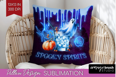 Neon Halloween Pillow Sublimation, Cocktail Pillow Cover PNG