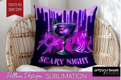 Neon Halloween Pillow Sublimation, Cocktail Pillow Cover PNG