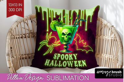 Neon Halloween Pillow Sublimation, Cocktail Pillow Cover PNG