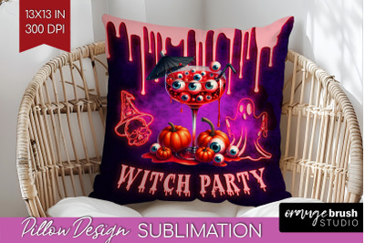 Neon Halloween Pillow Sublimation, Cocktail Pillow Cover PNG