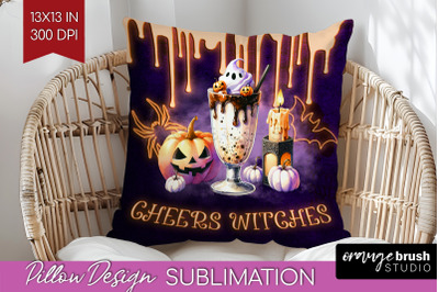 Neon Halloween Pillow Sublimation, Cocktail Pillow Cover PNG