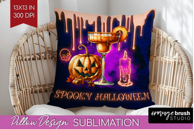 Neon Halloween Pillow Sublimation, Cocktail Pillow Cover PNG