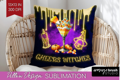 Neon Halloween Pillow Sublimation, Cocktail Pillow Cover PNG