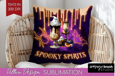 Neon Halloween Pillow Sublimation, Cocktail Pillow Cover PNG