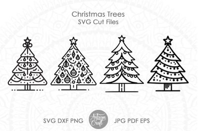 Christmas Tree SVG cut files, pine tree, decorated Christmas tree SVG