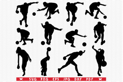 SVG Bowling&2C; Black Silhouettes&2C; Digital clipart