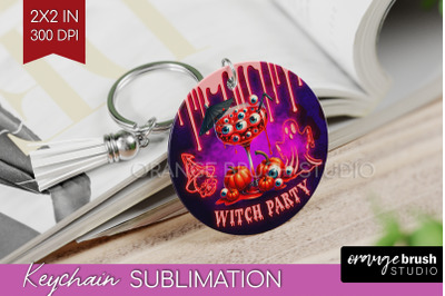 Neon Halloween Keychain PNG, Cocktail Keychain Sublimation