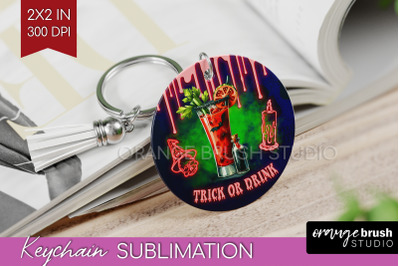 Neon Halloween Keychain PNG, Cocktail Keychain Sublimation