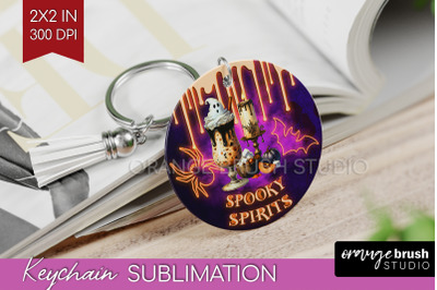 Neon Halloween Keychain PNG, Cocktail Keychain Sublimation