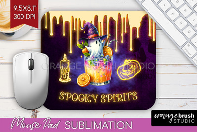 Neon Halloween Mouse Pad Sublimation - Cocktail Mousepad PNG