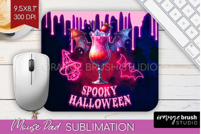 Neon Halloween Mouse Pad Sublimation - Cocktail Mousepad PNG