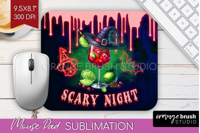 Neon Halloween Mouse Pad Sublimation - Cocktail Mousepad PNG